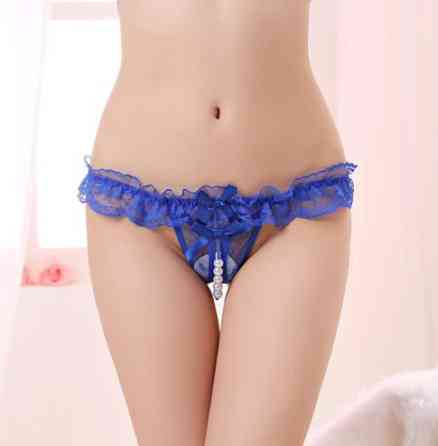 Трусики з вирізом та перлами жіночі універсальний синій Київ