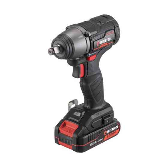 Гайкокрут акумуляторний INTERTOOL WT‑0364, 20 В, 300 Nm, 2500 об/хв, 3000 уд/хв, 1/2", Li-ion, 2,0 Ач, ЗП 2 A - для автосервісу Львів