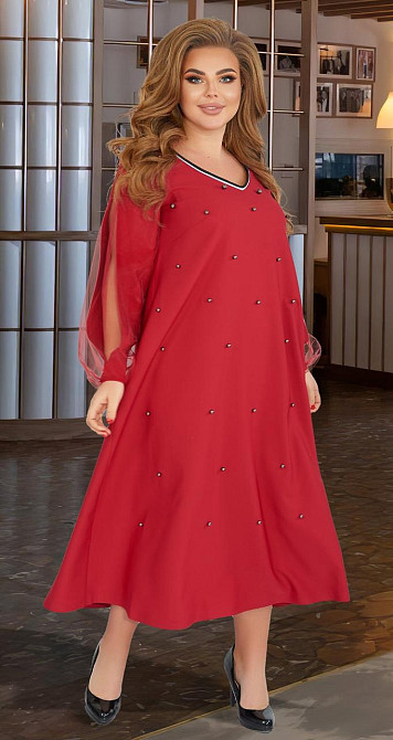 Довге плаття з перлами та гарними рукавами великого розміру (50) Київ - фото 2