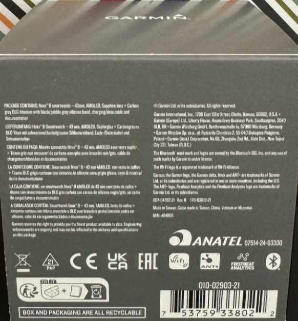 Смарт -Часы Garmin Fenix 8 43mm AMOLED Sapphire Carbon Киев - изображение 3