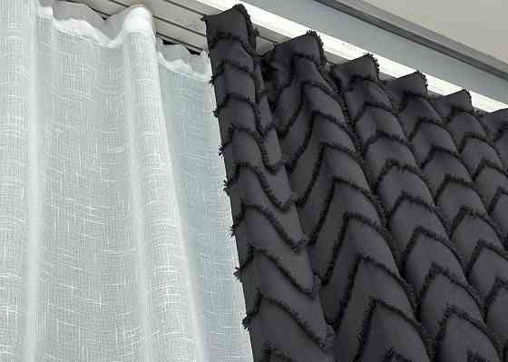 Шторная ткань Лен Букле цвет графитовый 1810ш Киев