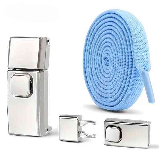 Еластичні шнурки без зав'язок з металевими застібками Блакитний Смела