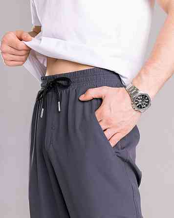 Однотонні базові чоловічі штани весна літо темно-сірі Pobedov Aero Київ