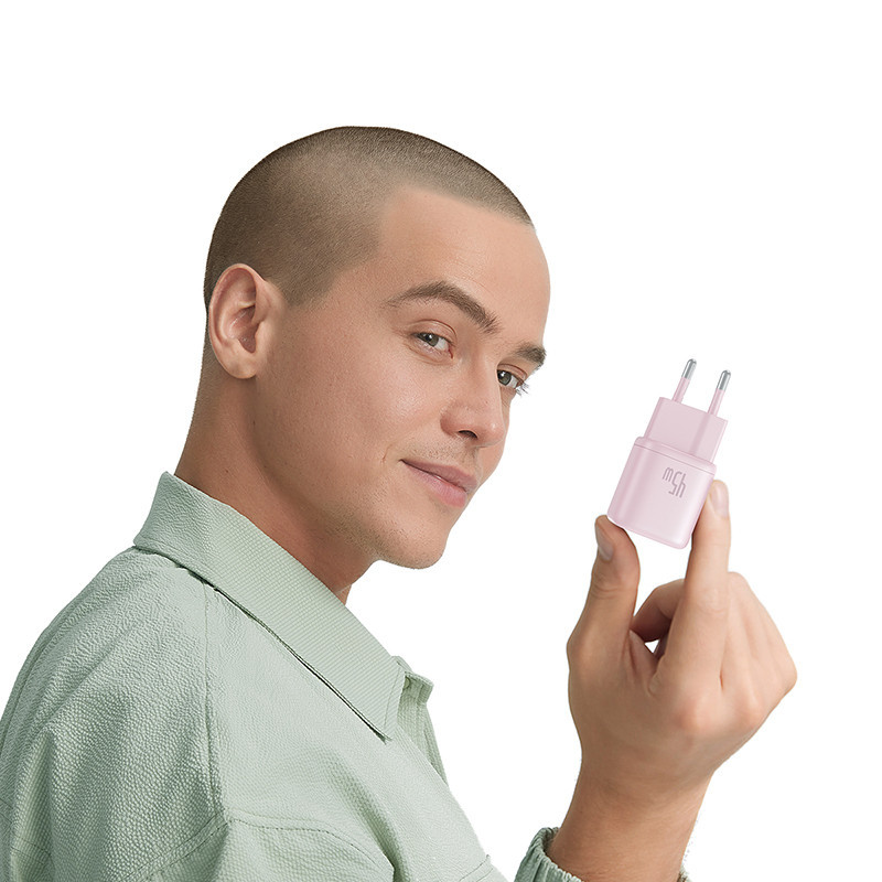 Мережевий зарядний пристрій Baseus PicoGo GaN Fast Charger 1C 45W EU Baby Pink Київ - фото 10