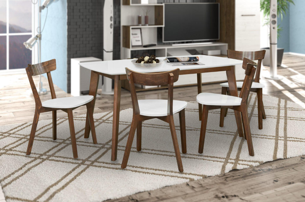 Стол раздвижной МДФ крашеный 150х90 Белый верх / Орех ножки Сити-1500 Львов - изображение 3