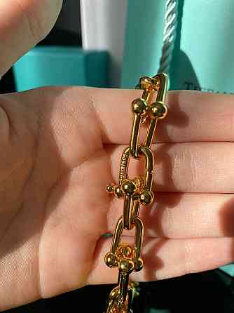 Tiffany Тиффани колье подвеска крупная цепь позолота / упакована в мешочек Tiffany Одесса