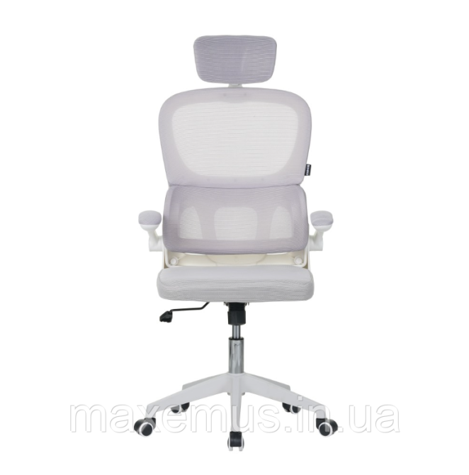 Офисное компьютерное кресло с подголовником и сеткой Bonro B-122 бело-серое (механизм Tilt до 120 кг) Мостиска - изображение 4