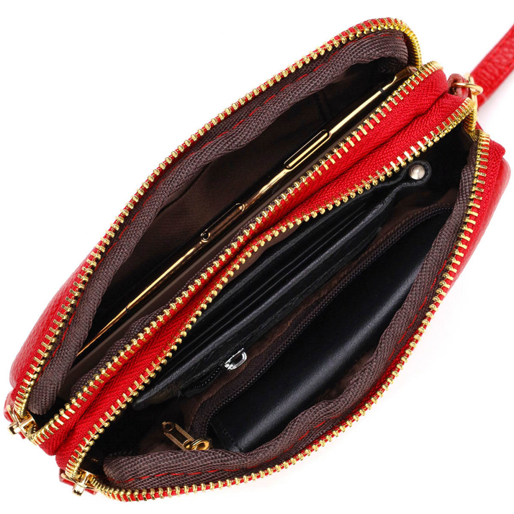 Стильный женский клатч на два отделения из натуральной кожи 22090 Vintage Красный Киев - изображение 7