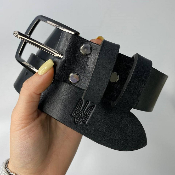 Чоловічий ремінь з натуральної шкіри для джинсів шкіряний якісний пояс, чорнийMasterSem Київ - фото 1