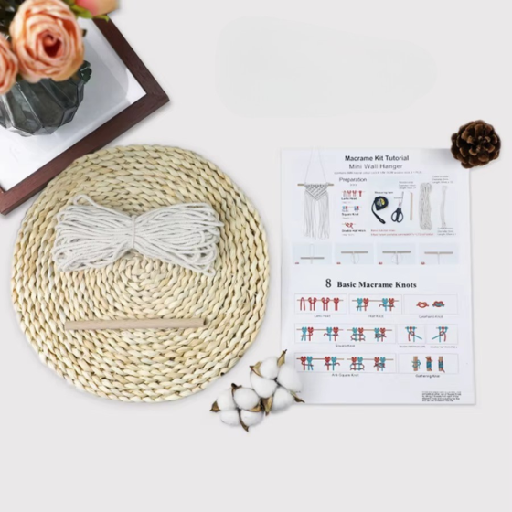 Набір макраме для творчості та ручного в'язання гобелена настінного декору «Міні-панно» 40х15см, білий Кам'янець-Подільський