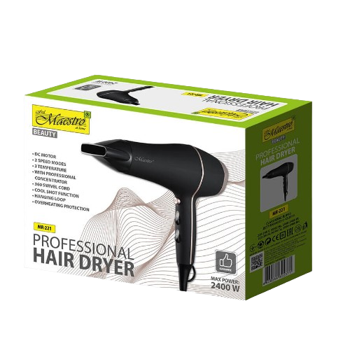 Фен для волосся 2000-2400W (2 швидкості/3 темпер.режими) MR-221 Maestro Житомир