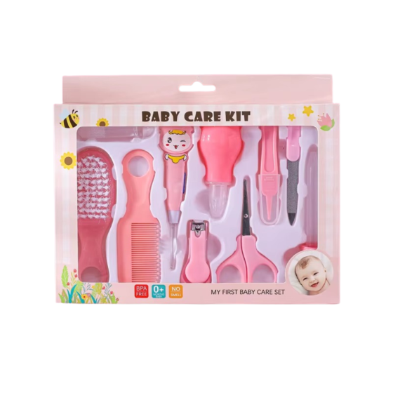 Набор для новорожденных, маникюрный 10 предметов : расческа, ножницы,кусачки,пилочка,пипетка для детей,розовый Каменец-Подольский