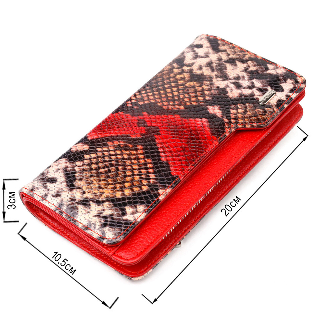 Лакированное портмоне клатч из натуральной кожи с тиснением под змею CANPELLINI 21541 Разноцветное Киев - изображение 3