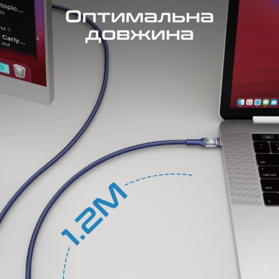 Дата кабель USB-C to USB-C lucidline-cc120.navy Promate (lucidline-cc120.navy) Вінниця - фото 7