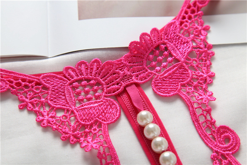 Трусики з бусинками та квітковим принтом one size малиновий Київ - фото 7