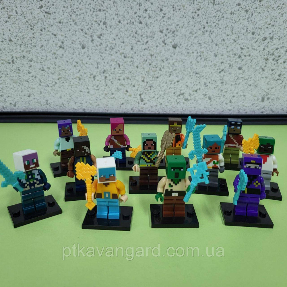 Набір фігурок Майнкрафт 12 шт підставками + зброя 2912-1 Хмельницький - фото 1