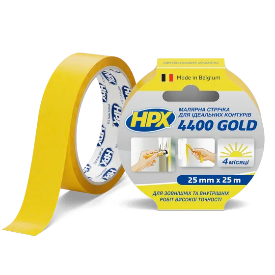 Маскуюча малярська стрічка HPX 4400 для зовнішнього застосування і чітких контурів 25 мм*25 м помаранчева (FP2525) Киев