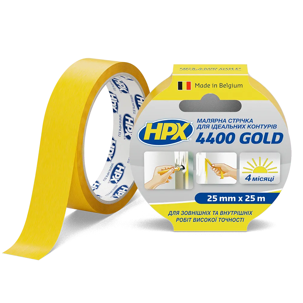Маскуюча малярська стрічка HPX 4400 для зовнішнього застосування і чітких контурів 25 мм*25 м помаранчева (FP2525) Киев - изображение 1
