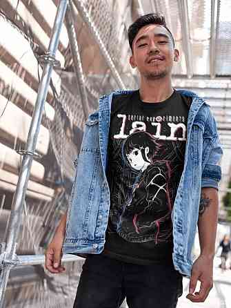 Футболка для мальчика аниме Сериал Експериментс Лаин Кйберпунк оверсайз (рост от 165 до 180 ) Черний AnimeJ0241m Днепр