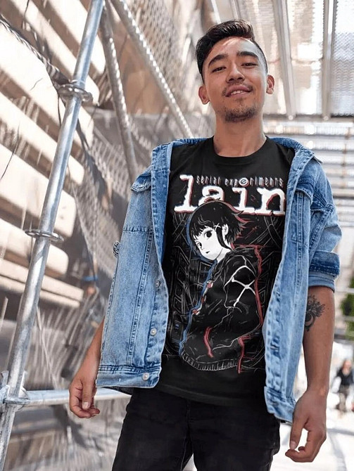 Футболка для мальчика аниме Сериал Експериментс Лаин Кйберпунк оверсайз (рост от 165 до 180 ) Черний AnimeJ0241m Днепр - изображение 2