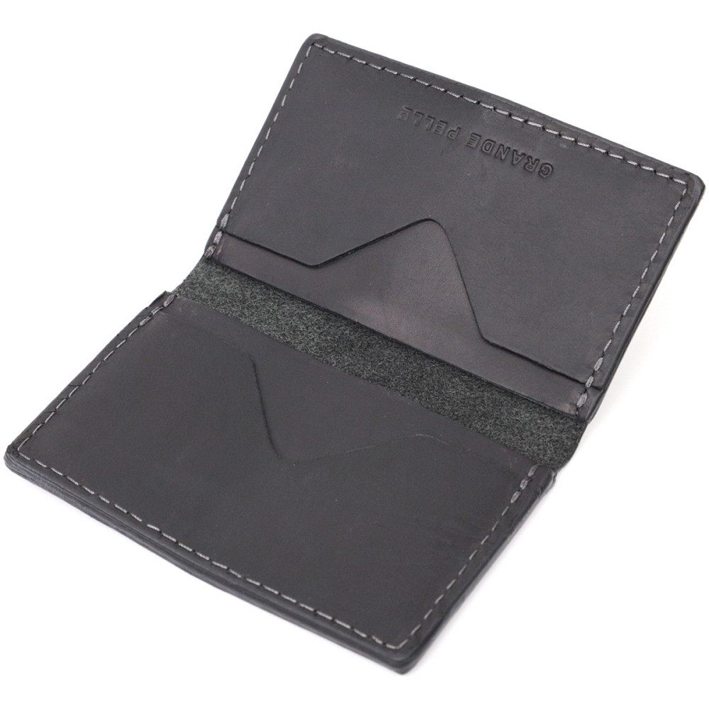 Надійний картхолдер з утримувачем для Apple AirTag з натуральної шкіри GRANDE PELLE 11605 Чорний Київ - фото 4