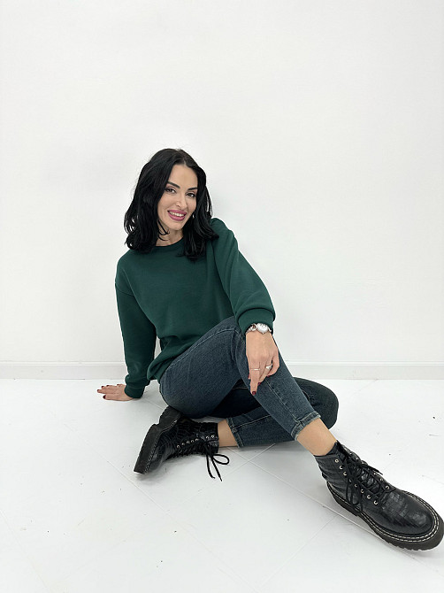 Базовий однотонний світшот "Stand" оптом | Батал Темно-зелений, 50-52 Київ - фото 1