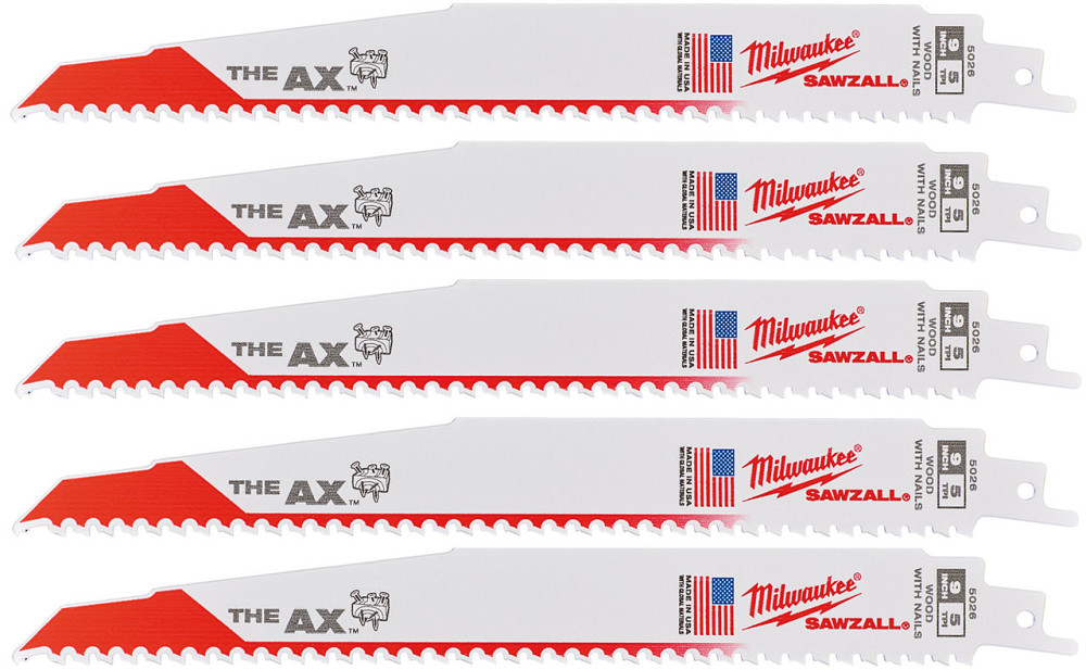 Полотно для шабельних пил AX FANG TIP MILWAUKEE, 230х5,0 мм, (5 шт.) (деревина з цвяхами) Одеса - фото 1