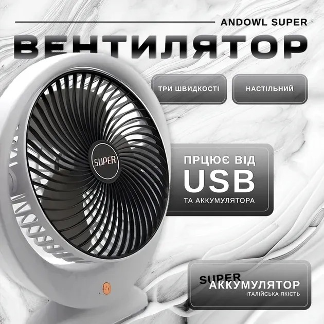 Настільний Портативний вентилятор 1200мАч JKJ-101, компактний розмір, універсальне застосування Одеса - фото 1