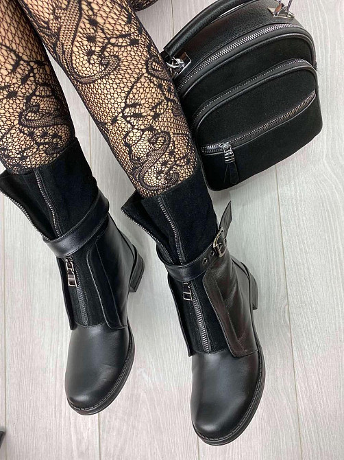 Черевики жіночі M.KRAFT чорні натуральна шкіра зима висота 20см каблук 4см (2482) 37р.41р. Коломыя - изображение 5