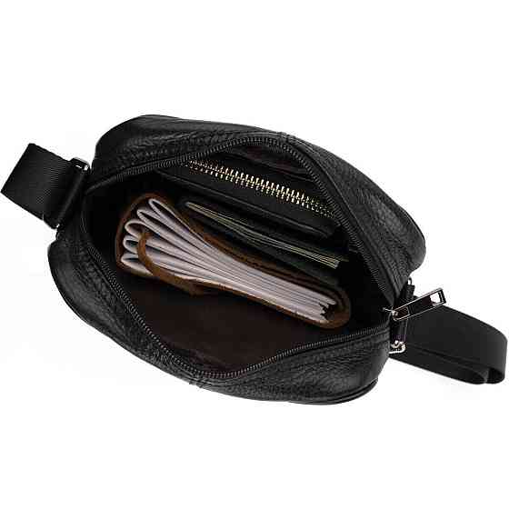 Сумка мужская компактная кожаная Черная (Vintage) Киев