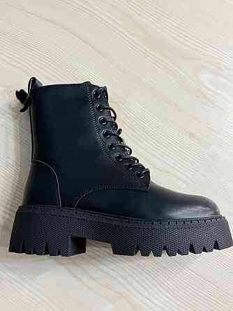 Ботинки женские Hengji 672 кожаные утепленные на тракторной подошве черные, 36, 23 см Киев