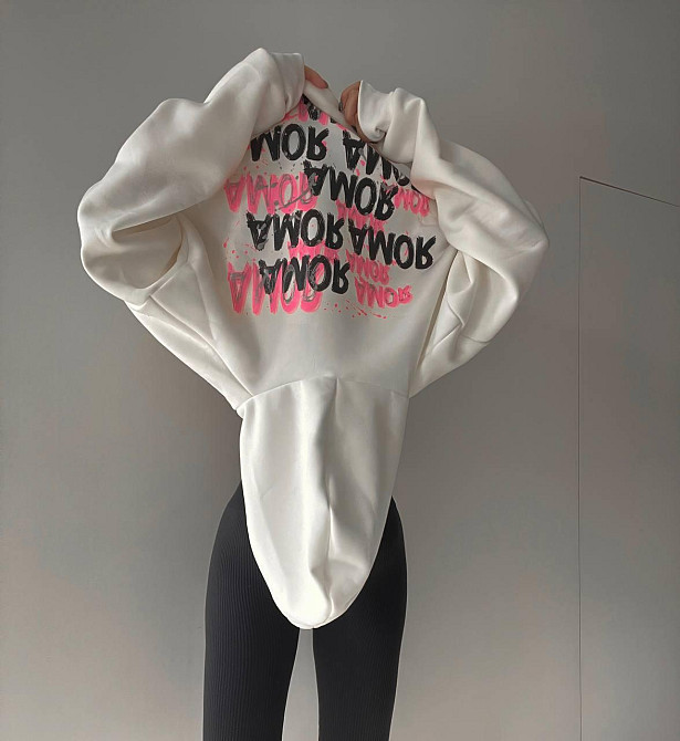 Женская стильная худи трехнитка на флисе Белый, 42/46 Одесса - изображение 8