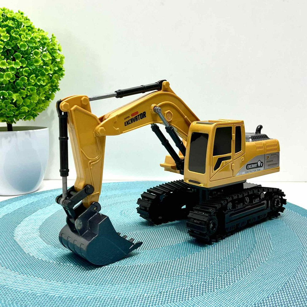 Екскаватор гусеничний на радіокеруванні акумулятор звук світло ковш, що рухається USB-заряд Жовто-чорний (680-D2) Чернігів - фото 5