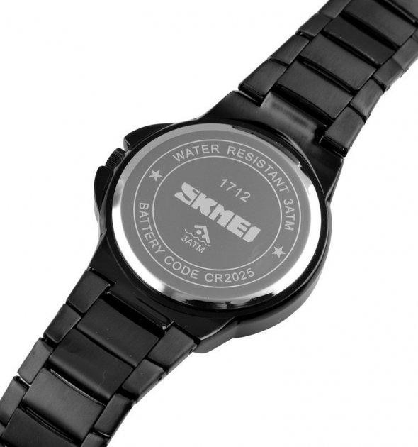 Мужские наручные часы Skmei 1712 Черный с белым циферблатом Киев - изображение 6