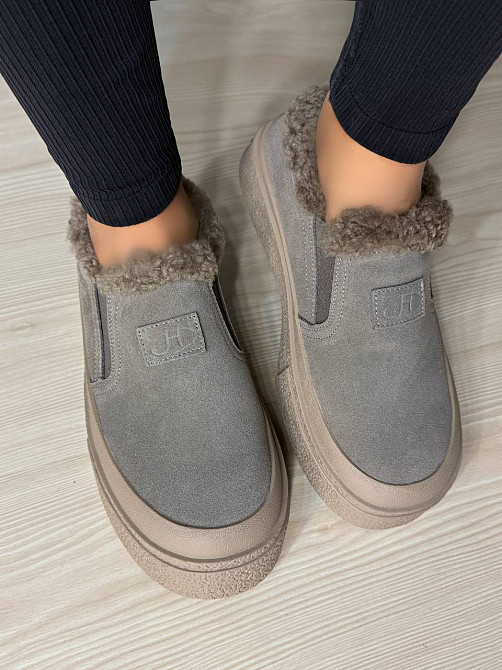 Ботинки женские Hengji 660-6 замшевые кеды на меху бежевые, 37, 23,5 см Киев - изображение 7