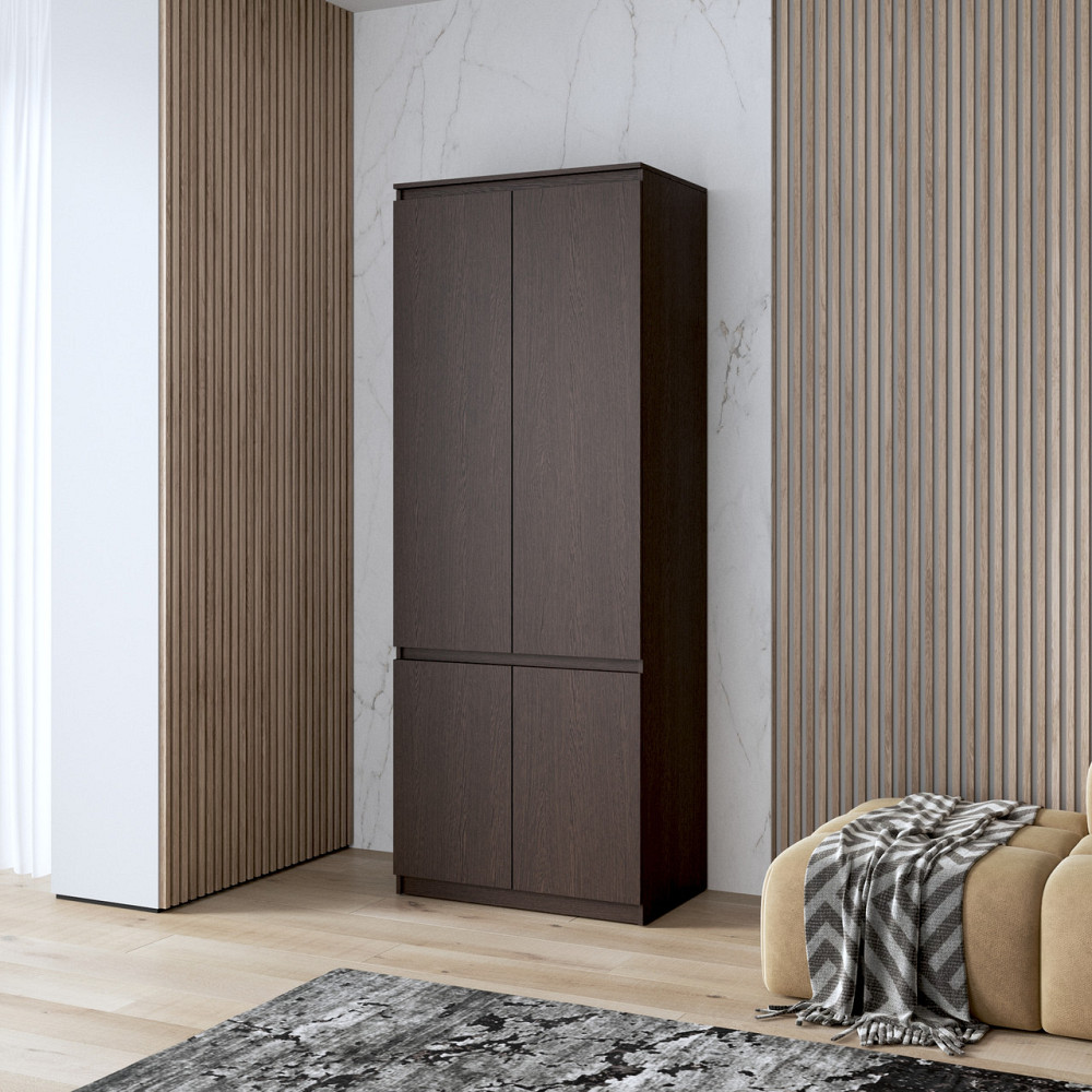 Шафа для одягу VAYS, з полицями, в спальню, сучасна, з фасадами без ручок R-24 Венге Темний Львів - фото 1