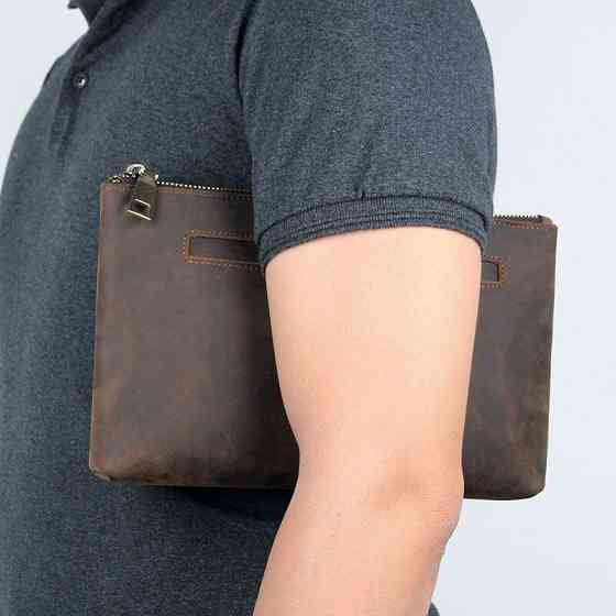 Красива барсетка чоловіча в шкірі Crazy horse Vintage 14954 Коричнева Київ