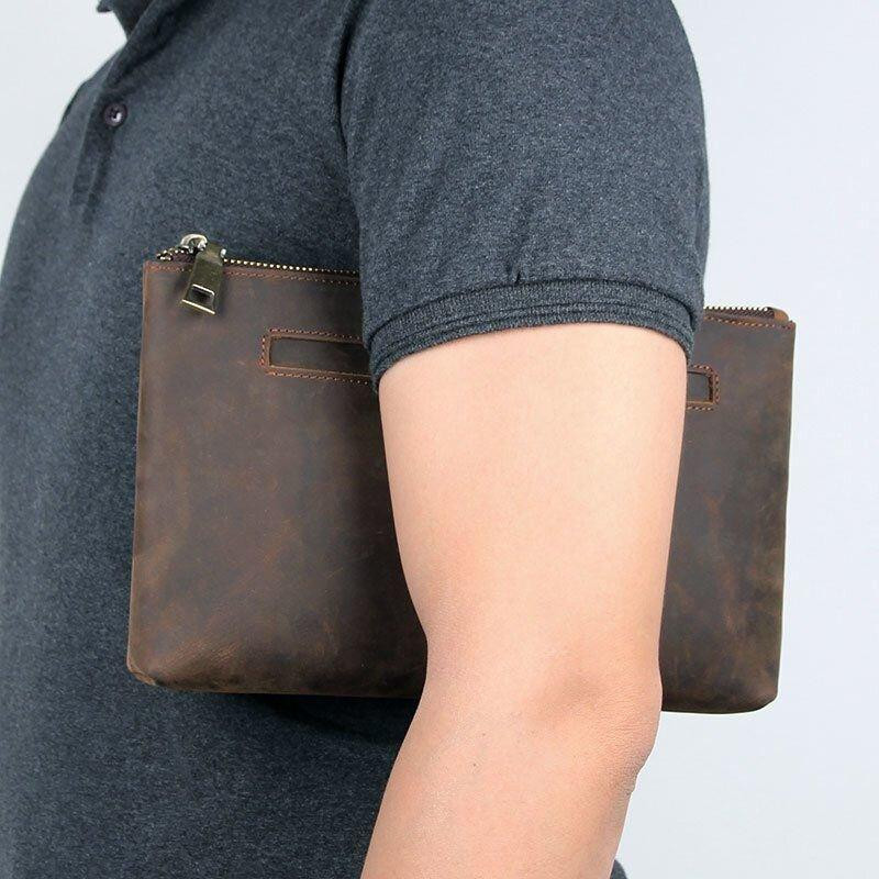 Красива барсетка чоловіча в шкірі Crazy horse Vintage 14954 Коричнева Київ - фото 2