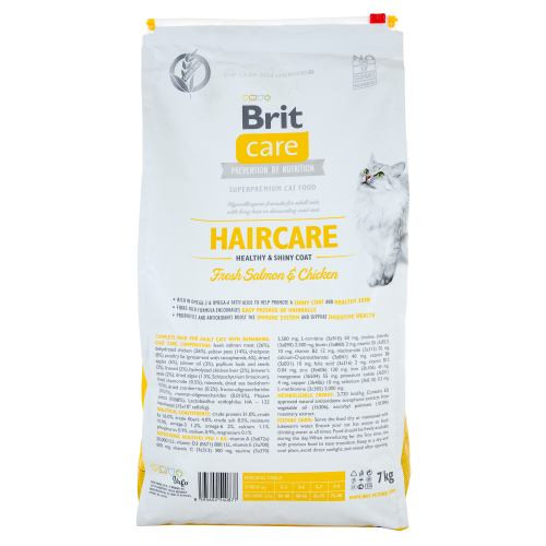 Корм сухий Brit Care Cat Grain Free Haircare Healthy and Shiny Coat для котів догляд за шкірою і шерстю лосось та курка 7 кг Київ - фото 3