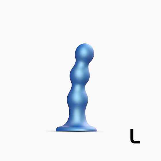 Насадка для страпона Strap-On-Me Dildo Plug Balls Blue Metallic L Sex Aura Київ