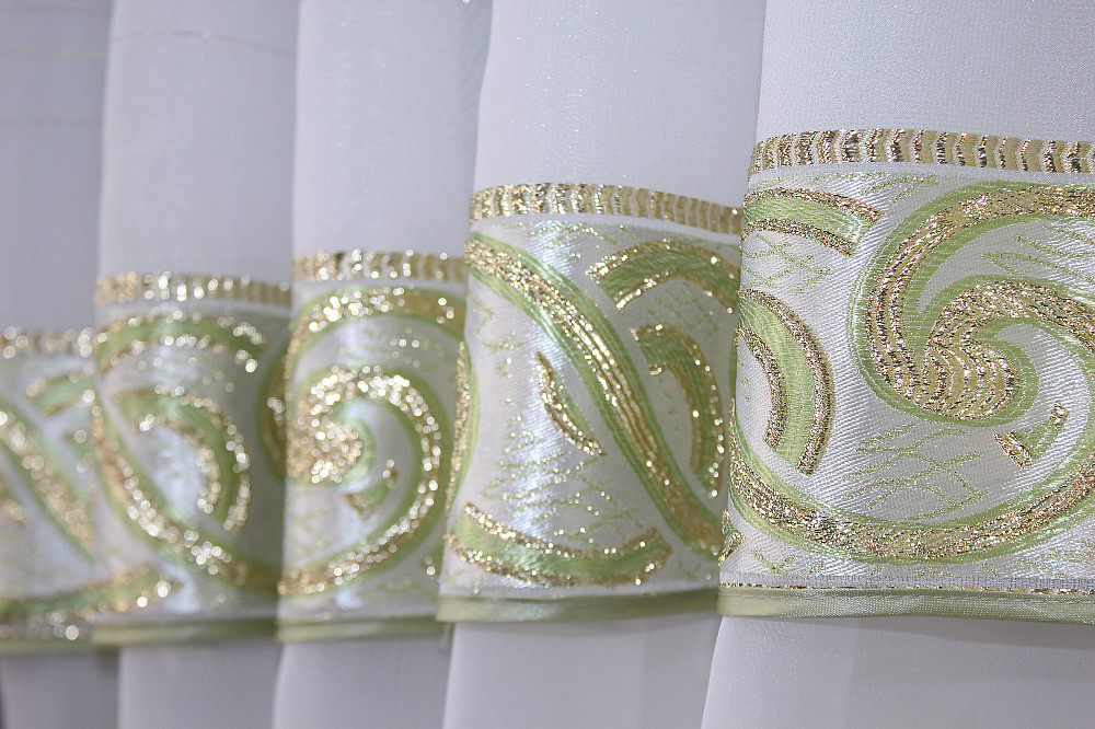 Кухонный комплект VR-Textil № 084к шторки с ламбрекеном белый с зеленым 280х170 см (52-0830) Киев - изображение 4