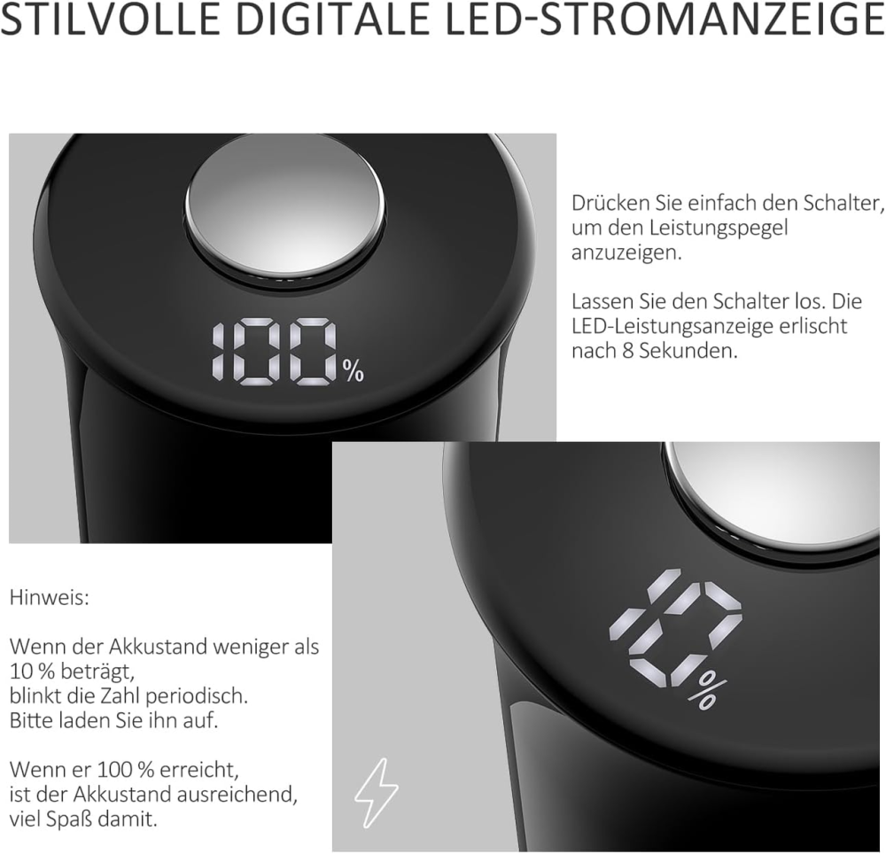 Набір електричних млинків TOMEEM для солі та перцю 2 шт., USB-C, LED-дисплей, 5 рівнів помелу, 500 мАг, чорні Київ - фото 5