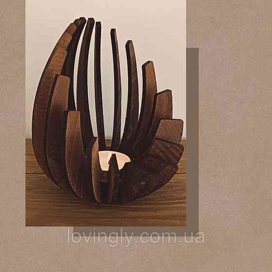 Подсвечник для чайной свечи из натурального дерева. Деревянный интерьерный подсвечник. Ирпень