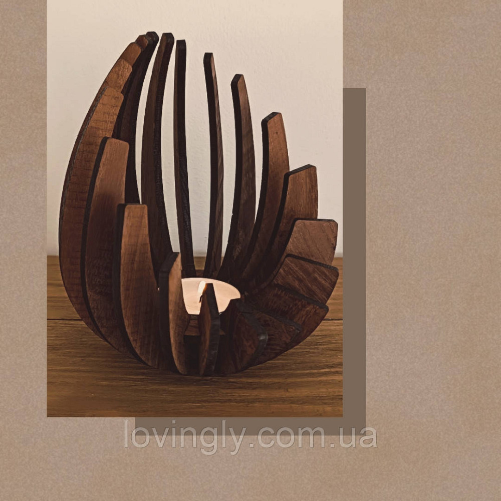 Подсвечник для чайной свечи из натурального дерева. Деревянный интерьерный подсвечник. Ирпень - изображение 4