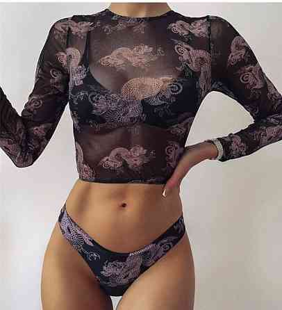 Купальник жіночий з прозорим топом зі східним орнаментом S Харків