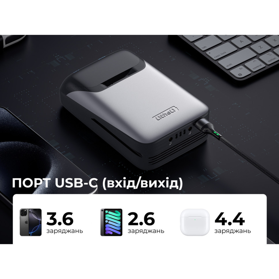 УМБ Litheli Power Bank 20000 mAh, 45 W, 4А, Fast Charge (U20BY04B) Киев - изображение 8