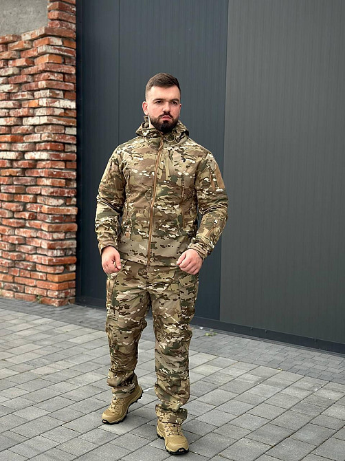 Весенний тактический костюм софтшел мультикам, военная форма ВСУ, боевой комплект для службы Львов - изображение 3