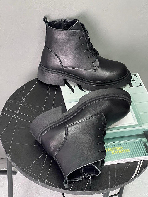 Arcoboletto Черевики жіночі Arcoboletto чорні натуральна шкіра висота 12см підошва 2/4см (5361) Коломия - фото 1