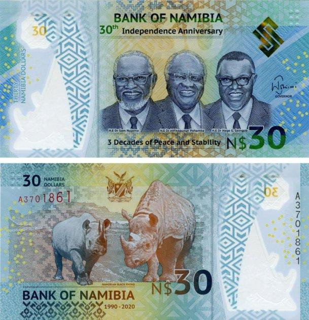 Namibia Намибия - 30 Dollars 2020 UNC Polymer comm. Полтава - фото 1