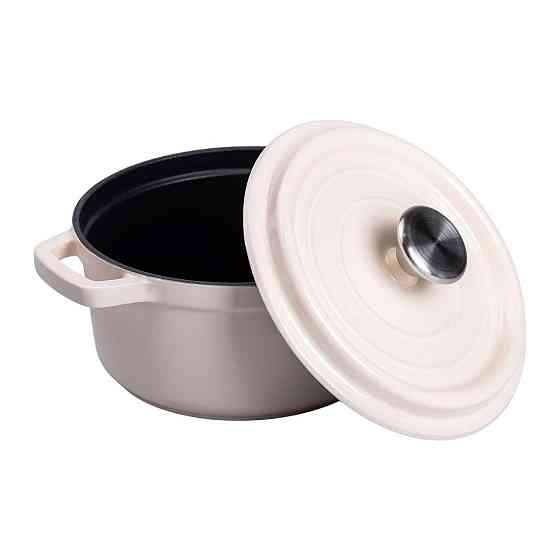 Каструля чавунна емальована 2 л з кришкою Ø20 см Бежева HP-1-2BE Київ